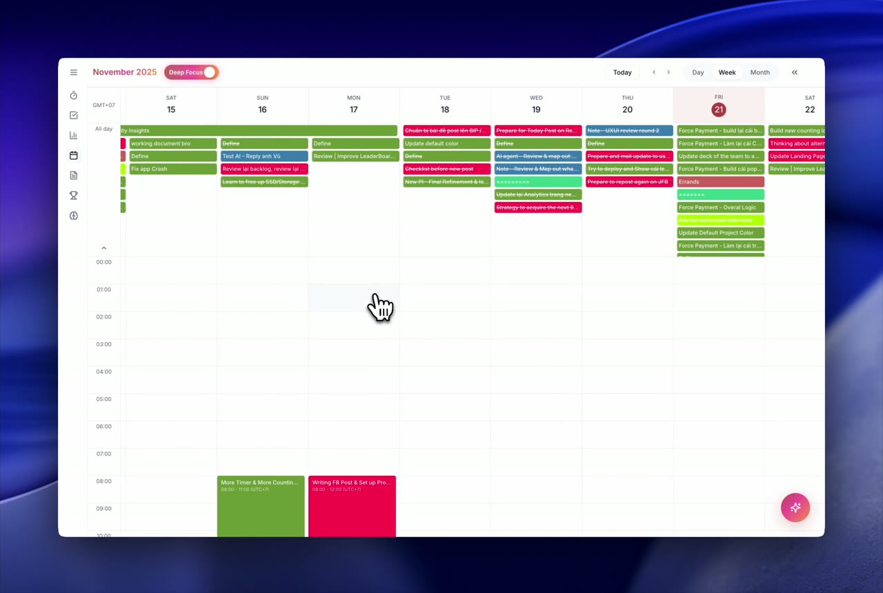 Kronos calendar planning demo poster with connected work context
