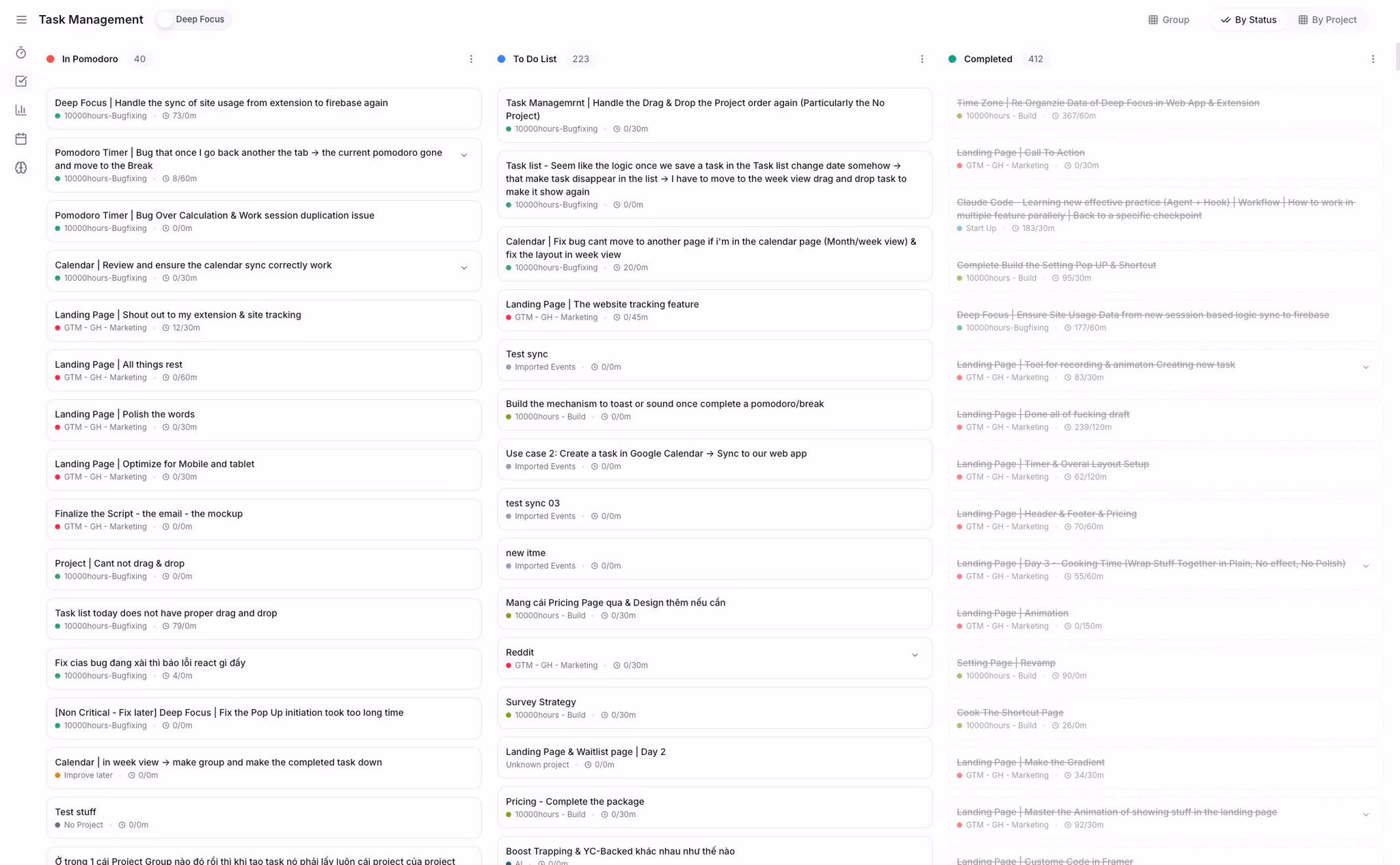 Kronos task and project workspace connected to planning context